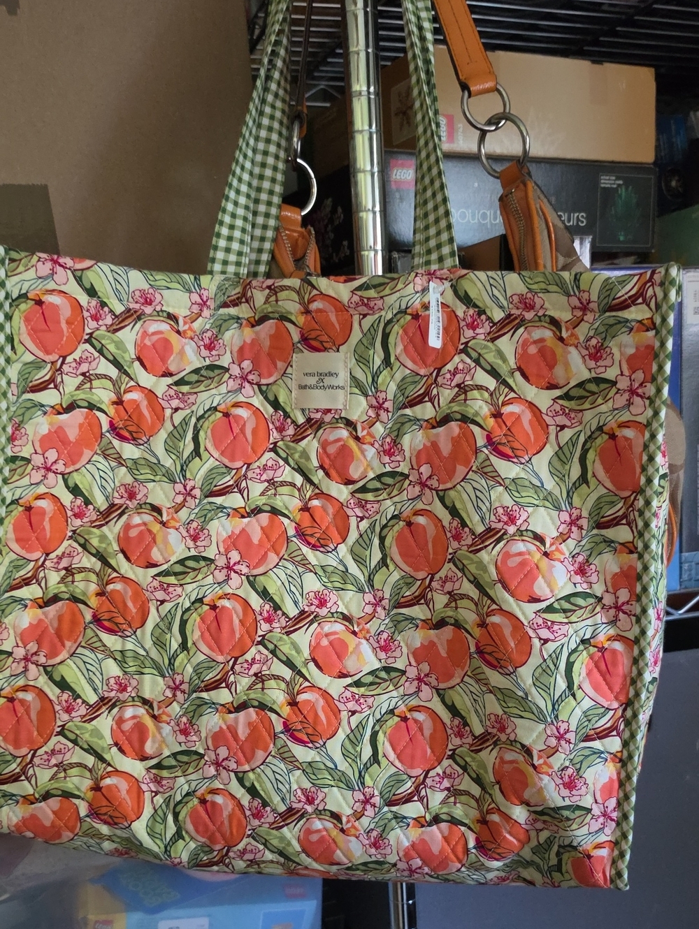 Vera Bradley Quilted Peach Blossom Tote - Orange, Green, Pink